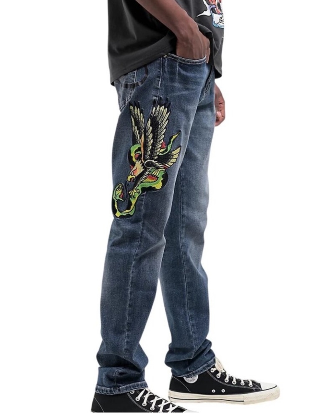 NWT Ed Hardy Straight Slim Jeans New York City Eagle Skull embroidered y2k …
